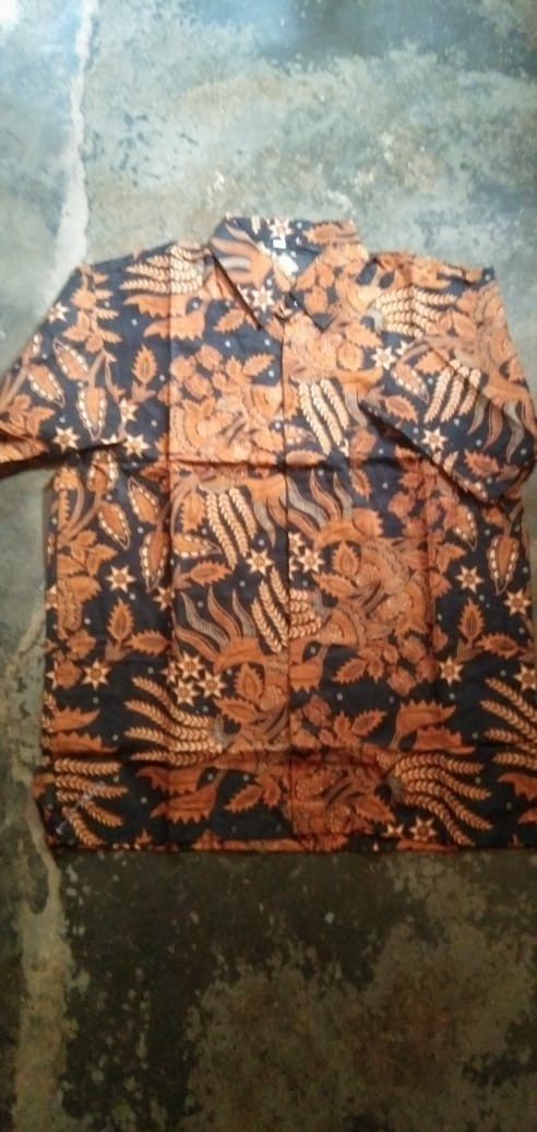 Asifa Batik Hrb026 Kenongo Kemeja Tosca Pendek Pekalongan Padi M L Xl Sogan Tulis Halus Kemeja Batik