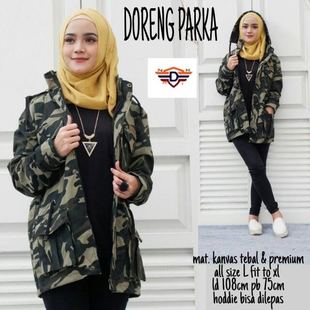 Promo Jaket Cewe Army Wanita Parka Doreng HIGH QUALITY COD Jaket Army Parka loreng Tebal Berkualitas Elegan