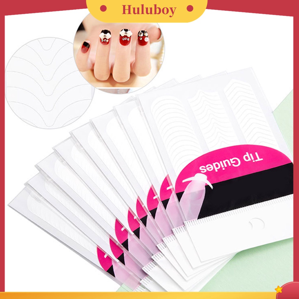 Huluboy Huluboy♡ 10 / 50Pcs Stiker Stensil Panduan Desain Print Warna Putih Ultra Tipis Untuk Manicure Wanita