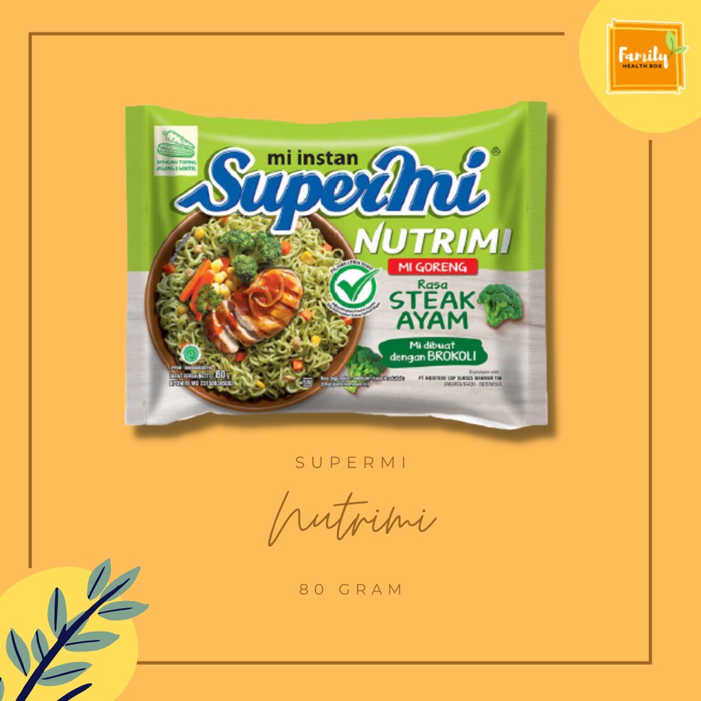 Nutrimi - Mie Instan Non MSG Tanpa Pengawet - Supermi Nutrimi Brokoli & Steak Ayam