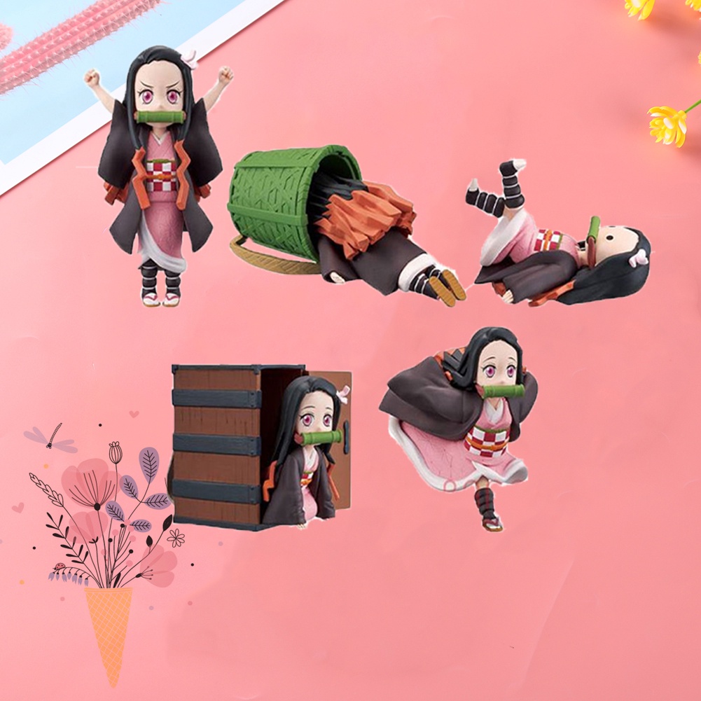 Kimetsu no Yaiba Nezuko Figure Model Toy 5pcs/set Anime Demon Slayer Figure Nezuko Cute Toys