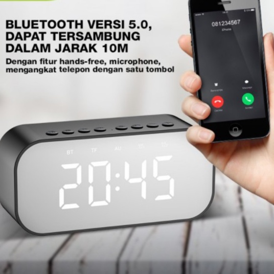 Jam Meja Digital Portable Speaker Bluetooth Wireless Bass Mini Stereo Speaker Jam FM Radio