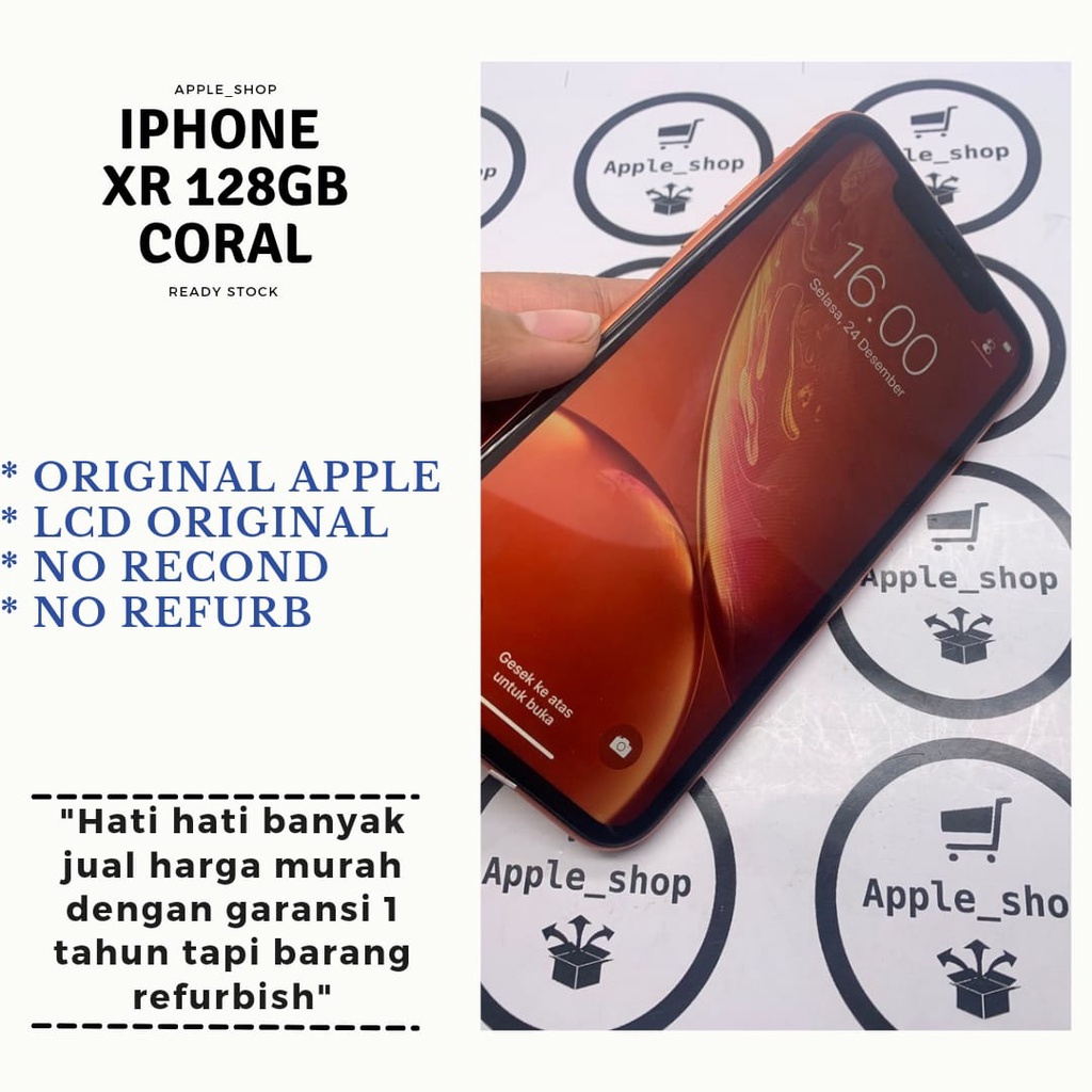 iphone xr 128gb coral Lcd Original Mulus Original Bukan Refurbish / Rekondisi