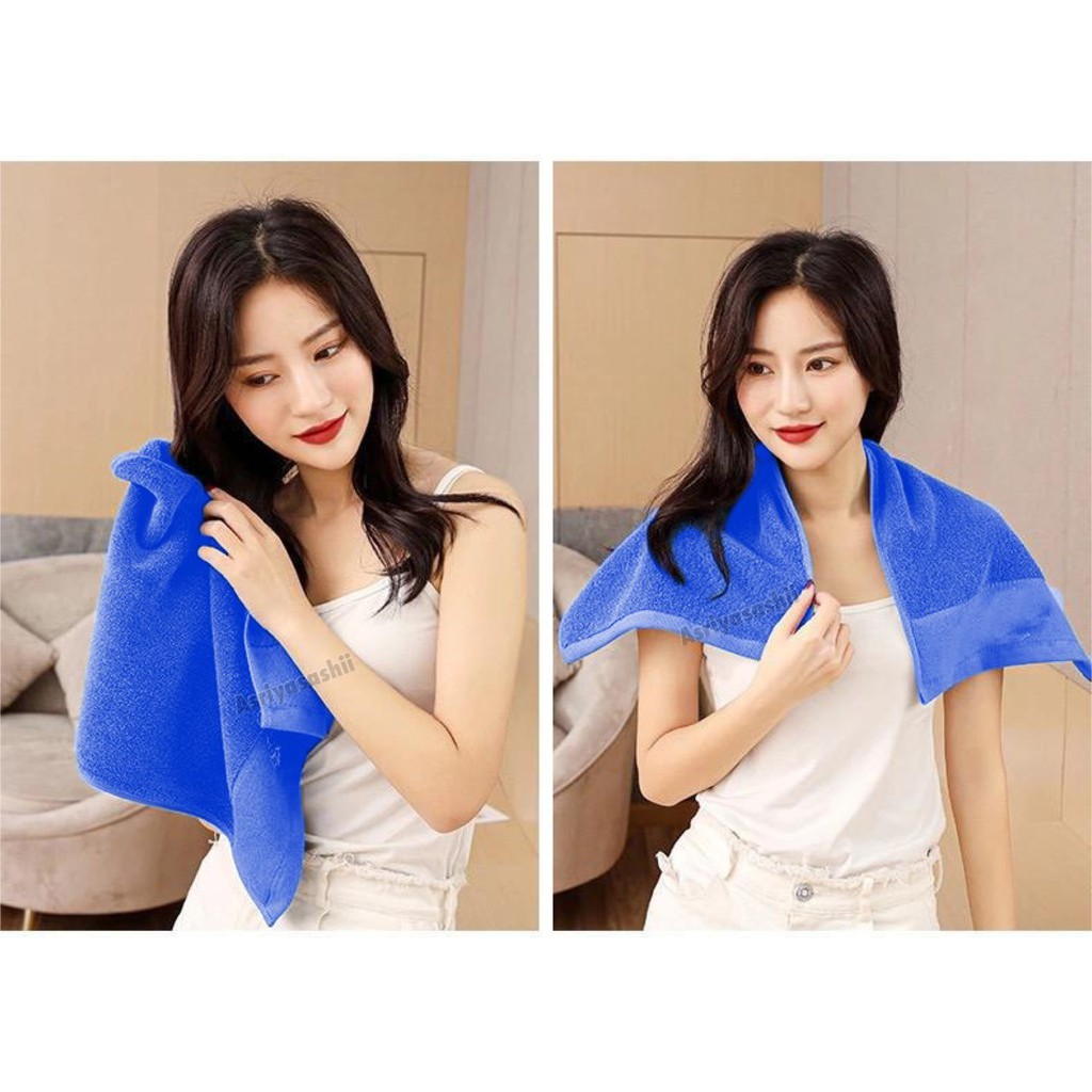 Handuk Wajah Leher Muka Biru 35x70 Asriyasashii Cotton 100%  Lembut murah Terlaris