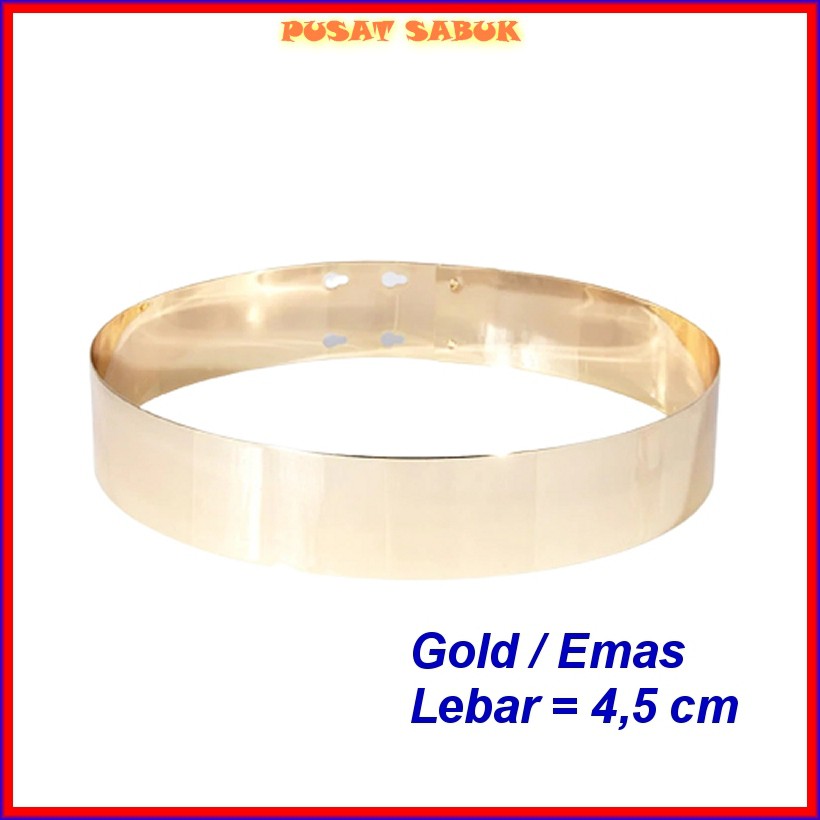 Belt Plat Gesper Ikat Pinggang Emas Fashion korea Wanita Cewek Obi Sabuk GOLD Besi Bulat Kekinian cm