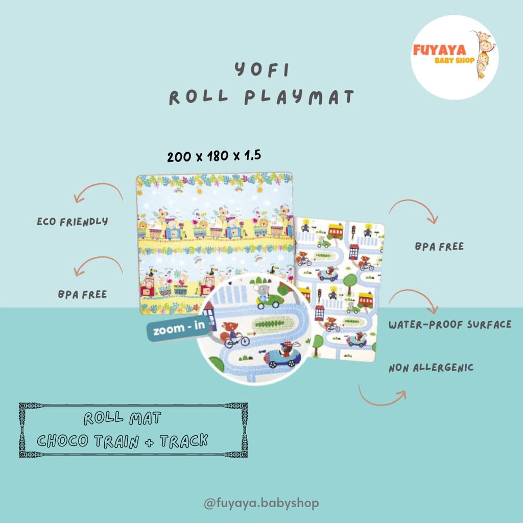 FUYAYA BABYSHOP - YOFI Playmat (200 x 180 x 1.5) / Yofi Activity Mat Roll / Playmat / Alas Bermain A