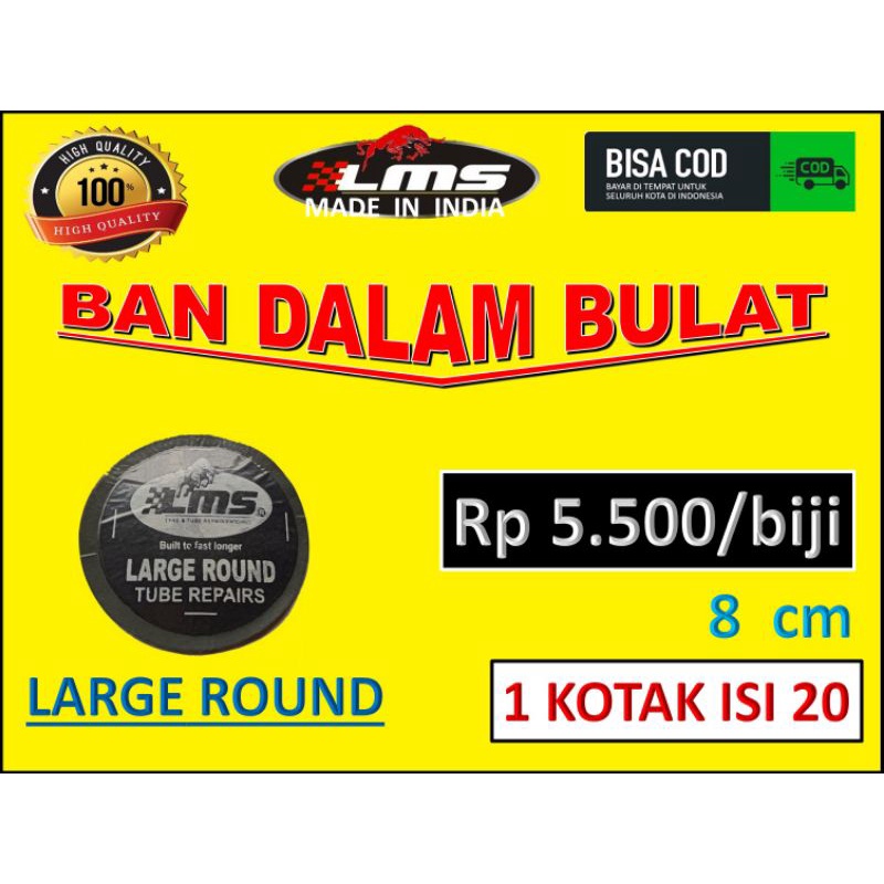 1pc large round,LMS the bestpatch tire repair,tambal tip top,tambal ban dibgin tanpa bakar