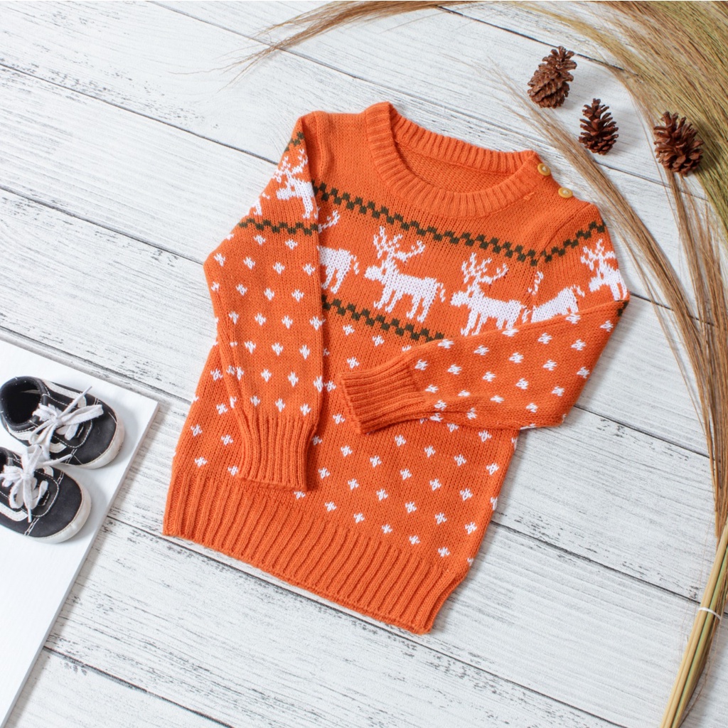 TokoMilkan - Sweater Rajut Anak Perempuan &amp; Laki Laki REINDEER Swater Kids Rajut Halus