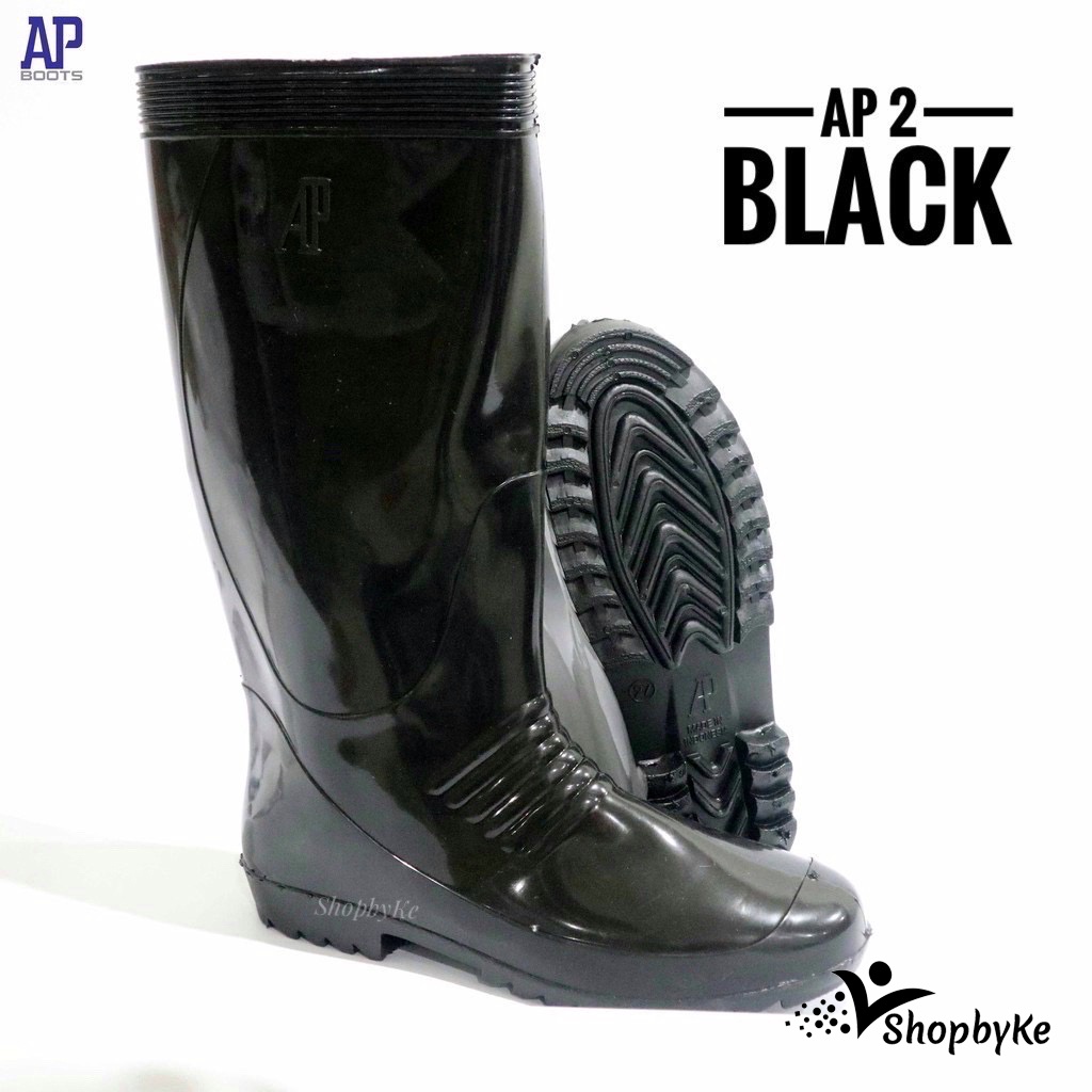 Sepatu Boots Karet merk AP 2 BLACK Size 37-42