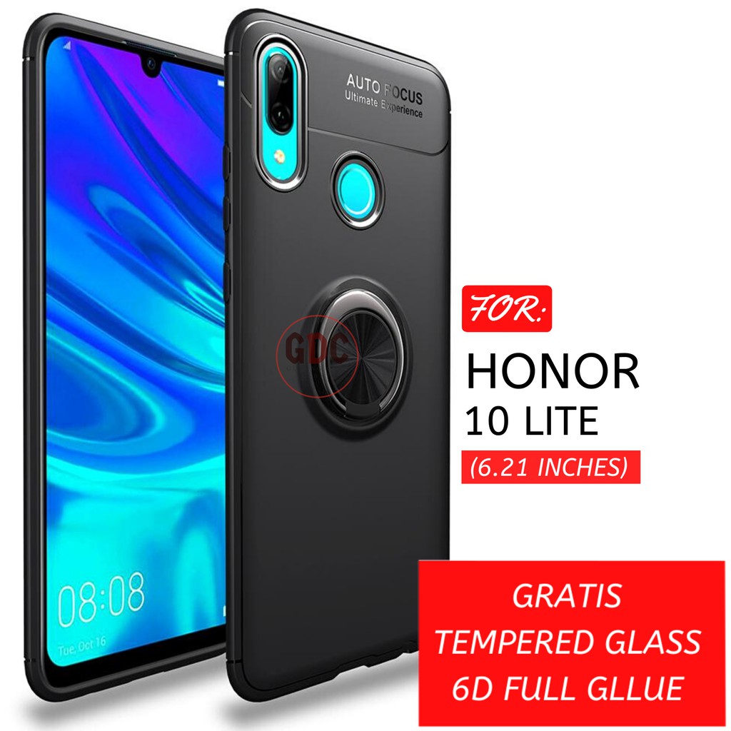 Case Autofocus Invisible Iring TPU Soft Case 360 Rotation for Honor 10 Lite + GRATIS TG 6D AMBIGO