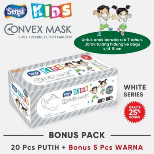 Masker Sensi Convex Anak Isi 25 5ply Double Filter Masker Anak Sensi ORIGINAL