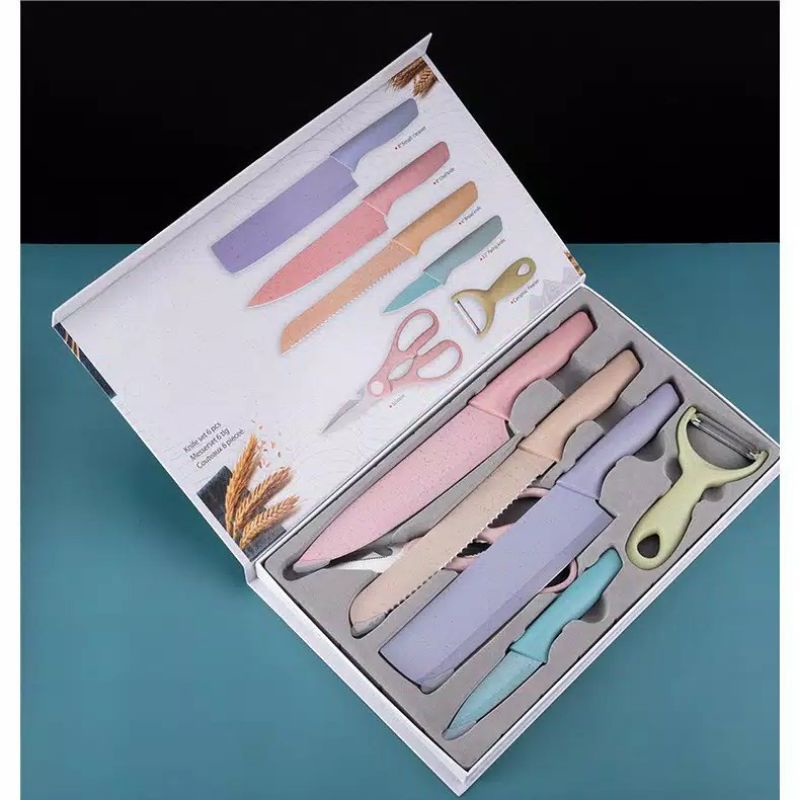 PISAU SET WARNA WARNI ISI 6 PCS PISAU EVERICH WARNA PASTEL MURAH