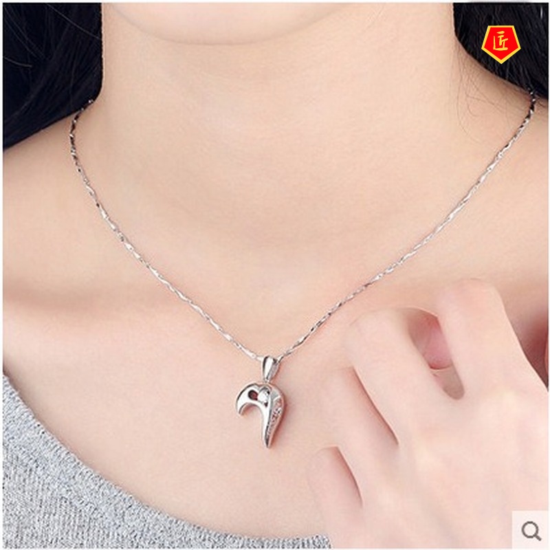 [Ready Stock]Couple Heart-Shaped Pendant Korean Fashion Silver Necklace