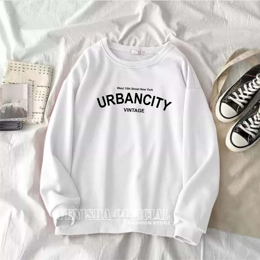 FenishaStore URBAN CITY Vintage sweater crewneck Wanita Size M,L,XL,XXL Bisa Bayar Ditempat COD