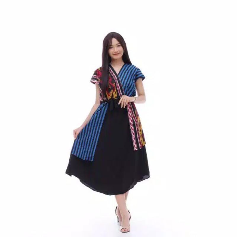 DRESS BATIK SONGKET MIX KATUN|BATIK SONGKET