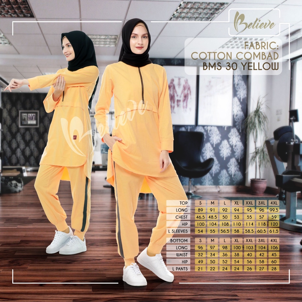 Baju Olahraga Muslimah BMS 30 Yellow