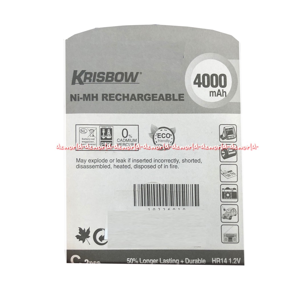 Krisbow Ni MH Rechargeable 4000MAH Baterai C 2Pcs Batrai Bulat Besar Bisa Di charge Di Charger Ulang Batrai Bisa Di Cas Battery C Battery Type C