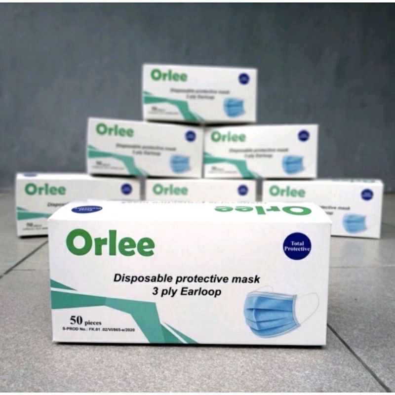 Masker Earloop Orlee Medis|3PLY|Biru-pink-hitam-abu-putih|Kemenkes RI