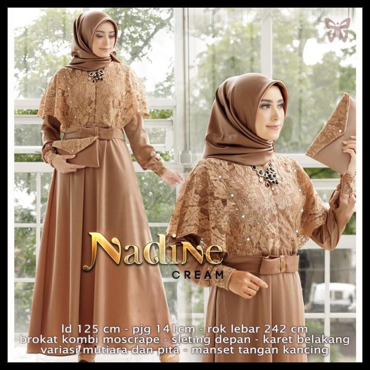 GAMIS BROKAT JUMBO BUSUI MAXI NADINE LD 125CM FIT TO XXL - COKELAT ~BERKUALITAS~