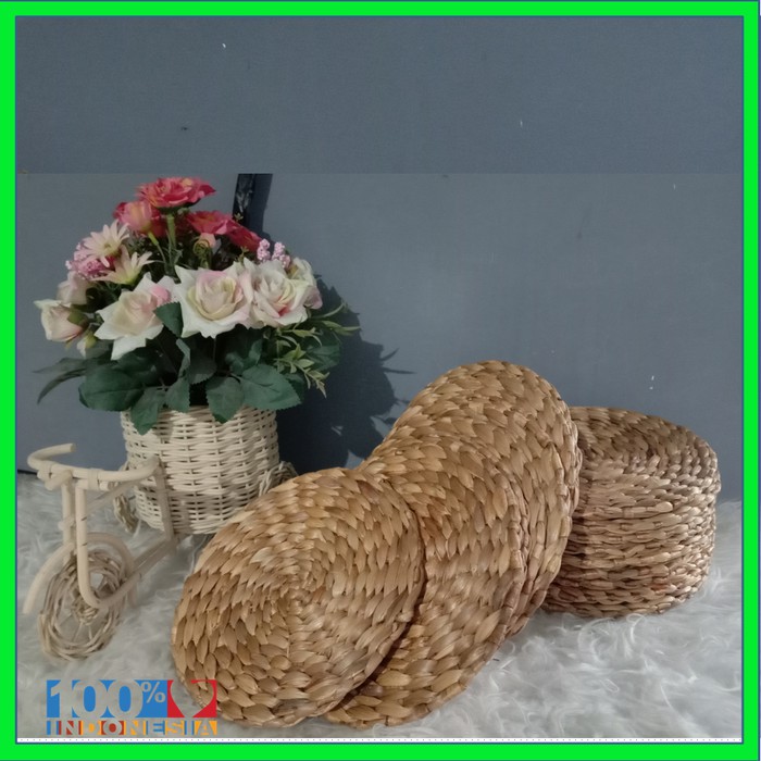 COD -  PlaceMat tatakan gelas piring hiasan meja water hyacinth natural 20cm