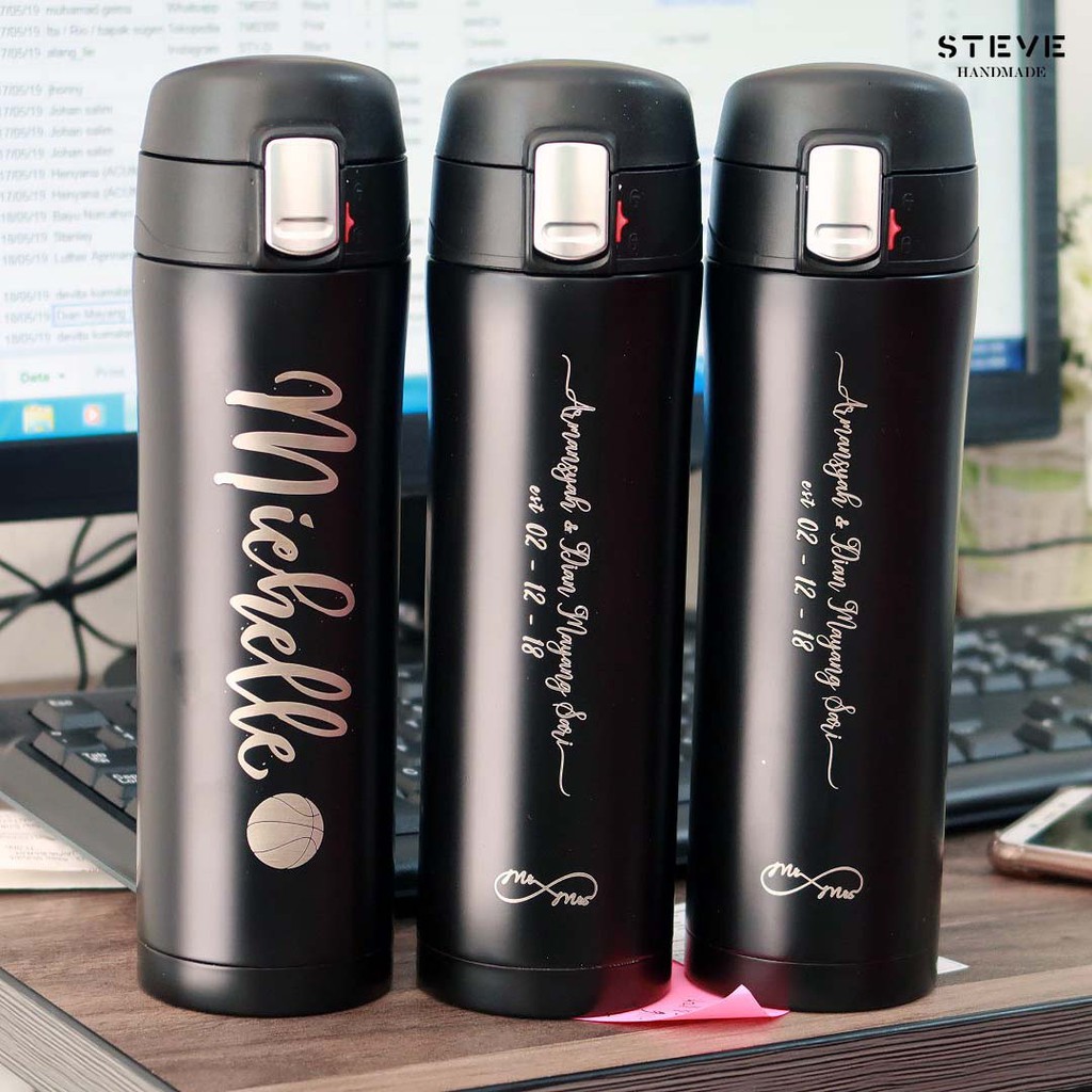 Botol minum stainless termos vacuum tumbler travel mug TM0329 Black