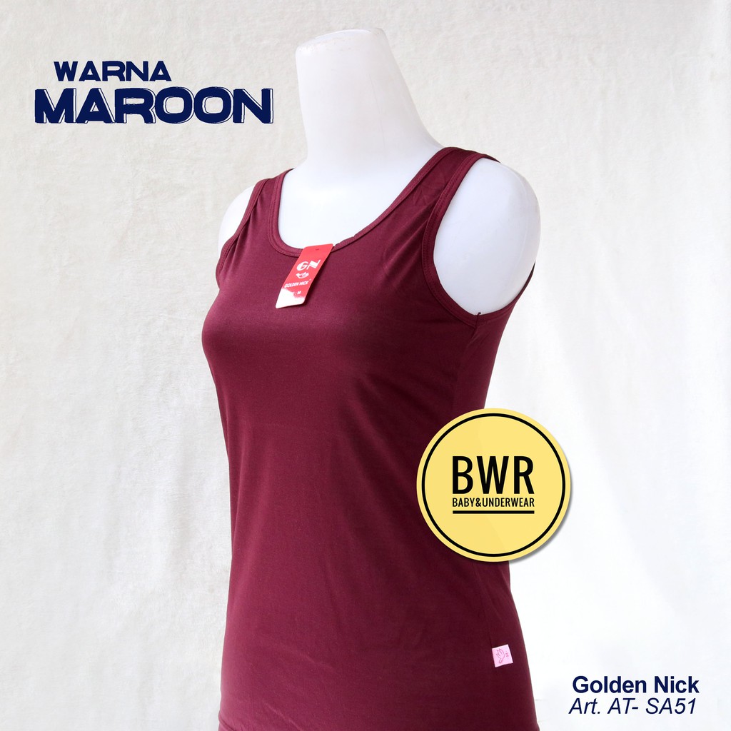 TANGTOP Golden Nick AT- SA51 Tali LEBAR | Kaos Tank Top Wanita Singlet Warna LEBAR - Bwr