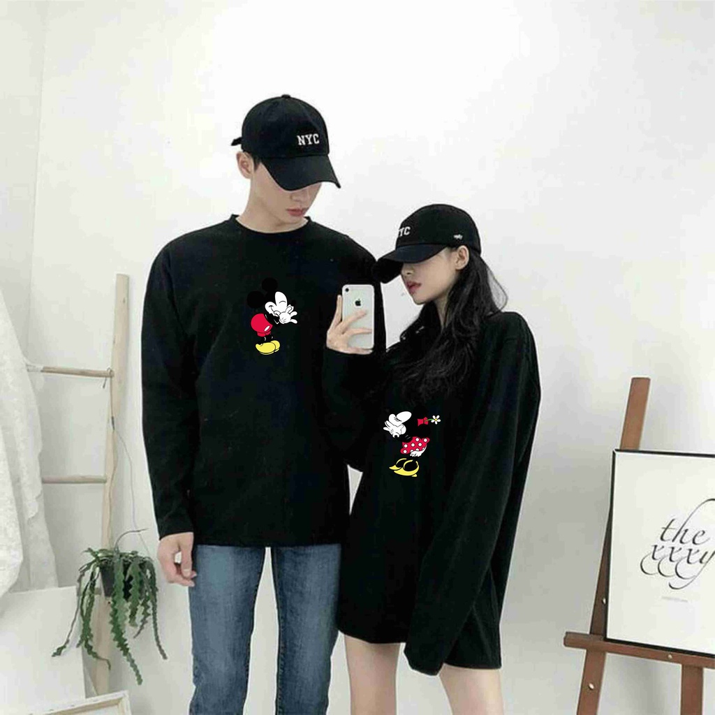 Couple kaos t-shirt mickey minnie atasan longsleve cewek cowok