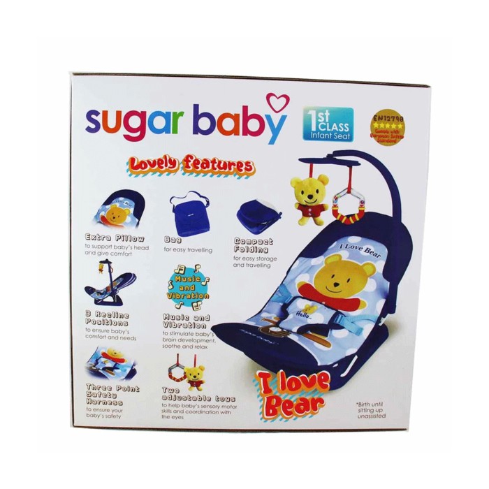 Sugar Baby Fold Up Infant Seat I Love Bear