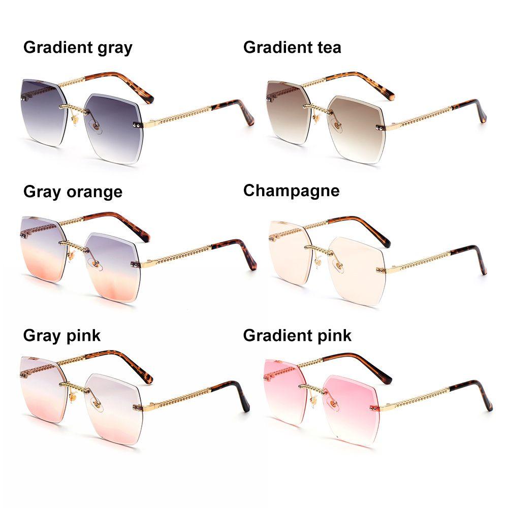 Lily Rimless Rectangle Sunglasses Wanita Dan Pria Kacamata Matahari Persegi UV400 Eyewear Berwarna Frameless Eyewear