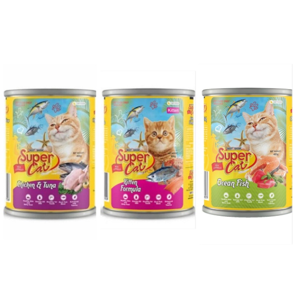 Makanan Kucing Basah SUPERCAT Super Cat Kaleng 400gr 400g 400 gr gram