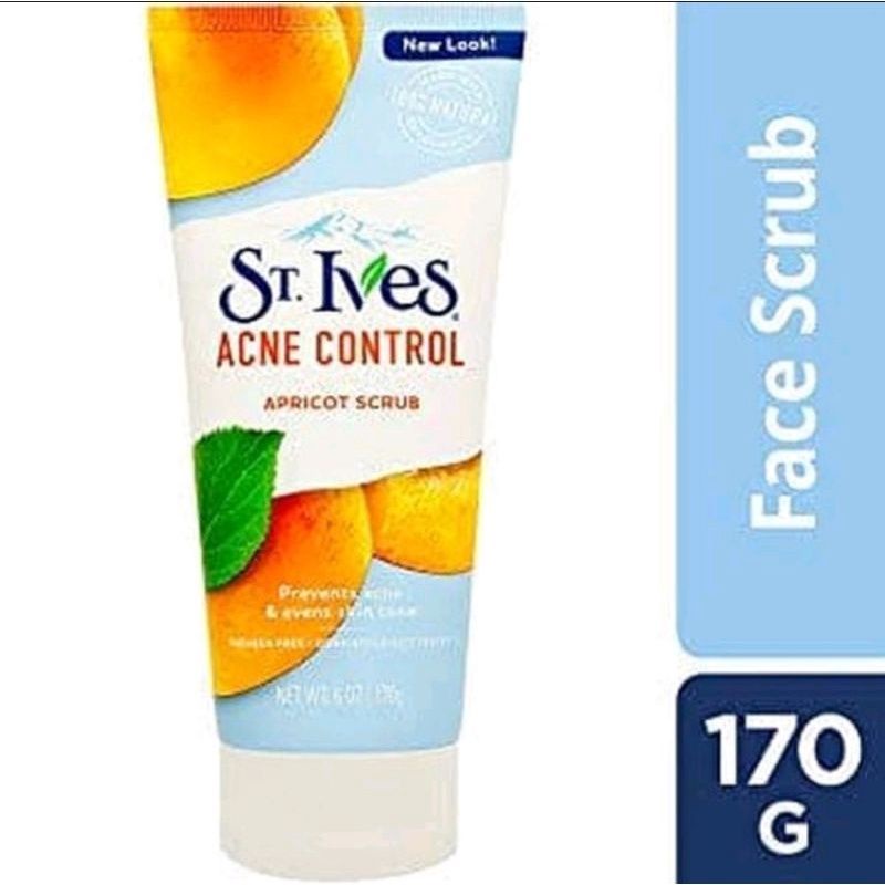 St. Ives Scrub 170gr Apricot, Oatmeal, Lemon, Green Tea, Acne Care, Soft Skin, blackhead