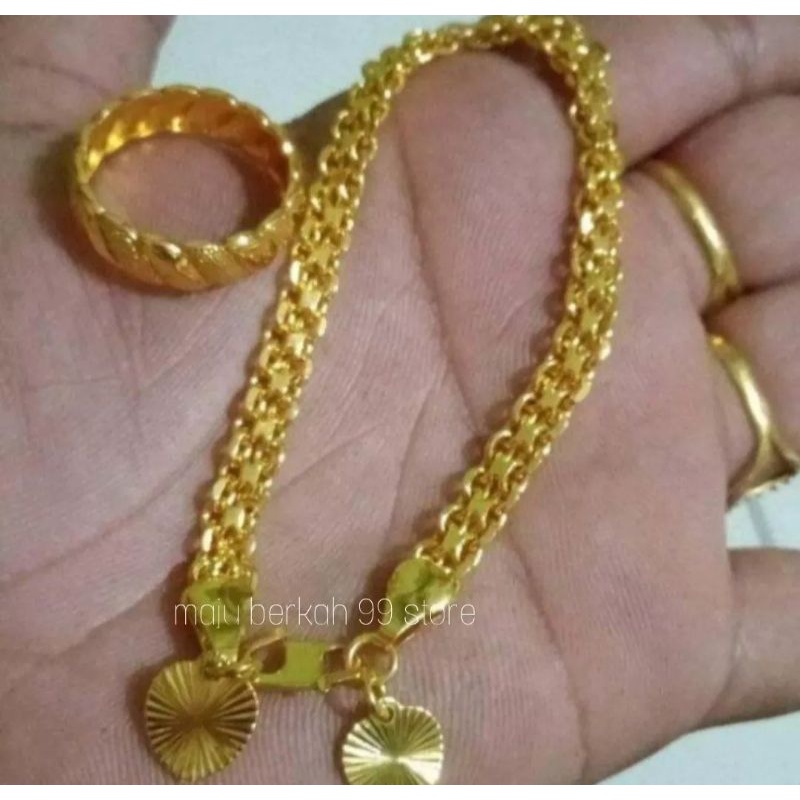 gelang tikar titanium free cincin asli anti karat tidak luntur/lapis emas24k