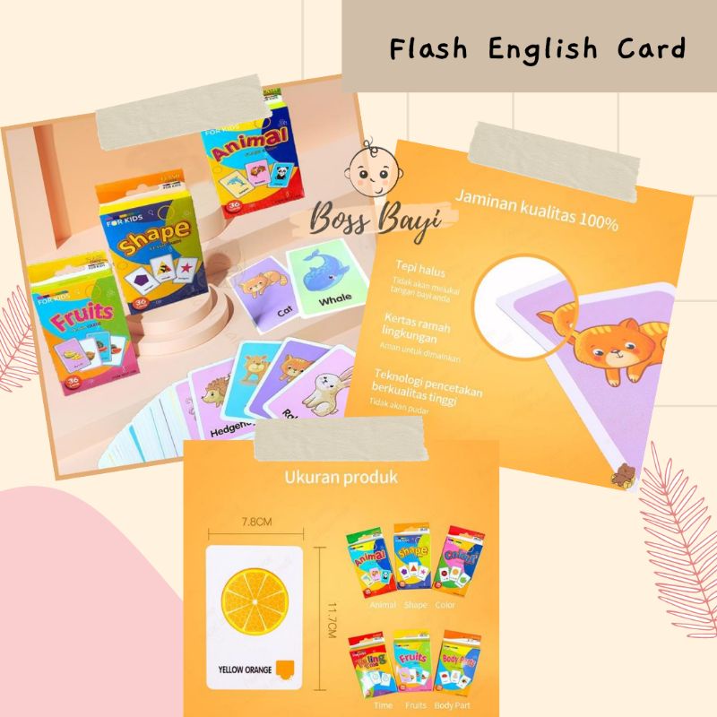 BOSS BAYI - Flash English Card / Mainan Kartu Bergambar Belajar Bahasa Inggris Anak