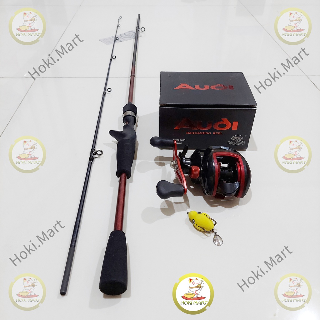 joran set seahawk + audi ( bait casting / bc ) free soft frog