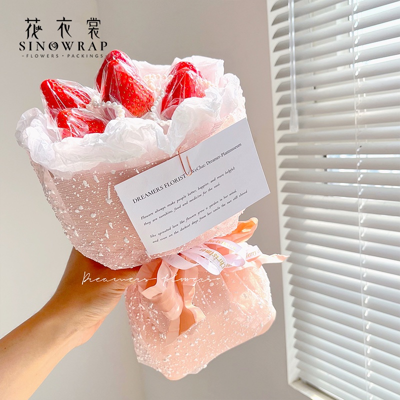 Image of 1 lembar Tile / Tulle Salju mesh flower wrapping tissue 50x50cm #3