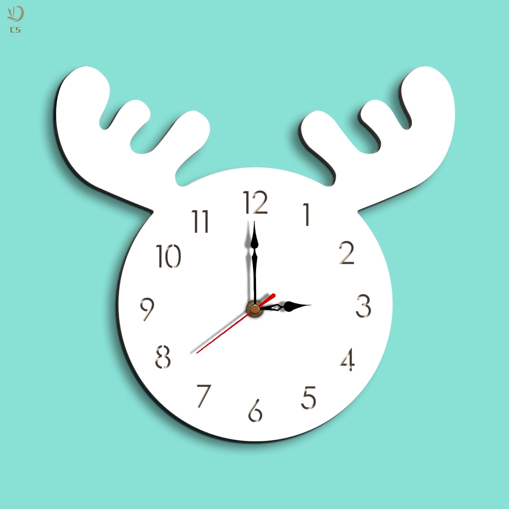 Classic Silent Wall Clock Acrylic Deer Head Clock Wall Home Decoration Gift Shopee Indonesia