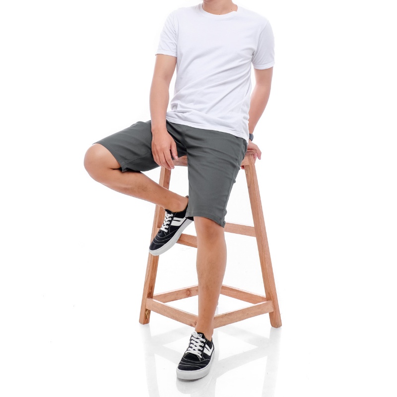 Celana Pendek Boardshort Chinos Pria Casual Pinggang Karet