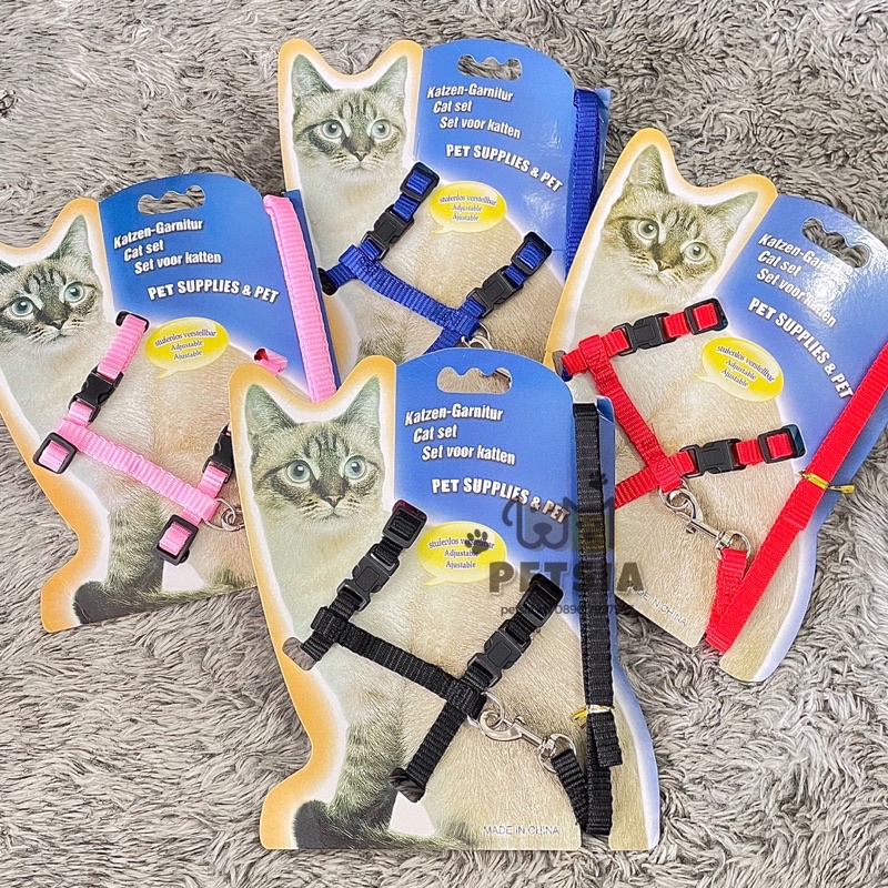 Petsia.id - Kalung Harness H tali / kalung tuntun polos hewan kucing anjing dan lainnya