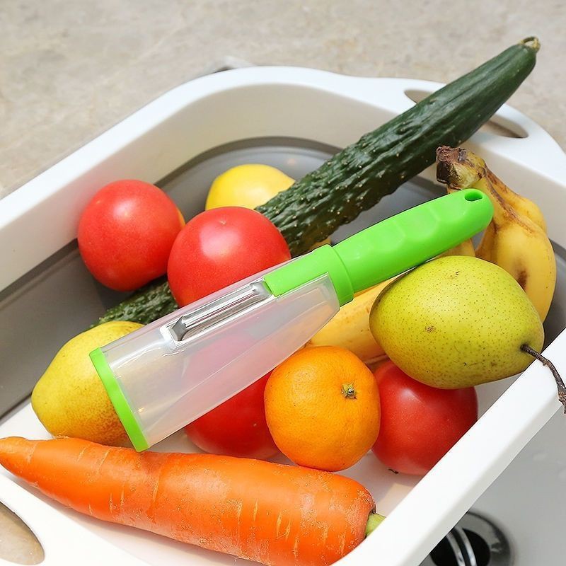 PISAU PENGUPAS KULIT BUAH SAYUR DENGAN TABUNG SAMPAH PEELER MULTI FUNGSI  DENGAN TABUNG SERBA GUNA