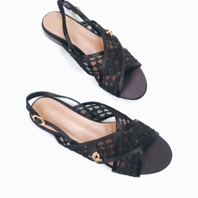 PDR Flat Mesh Slingback Cross Strap Sandal