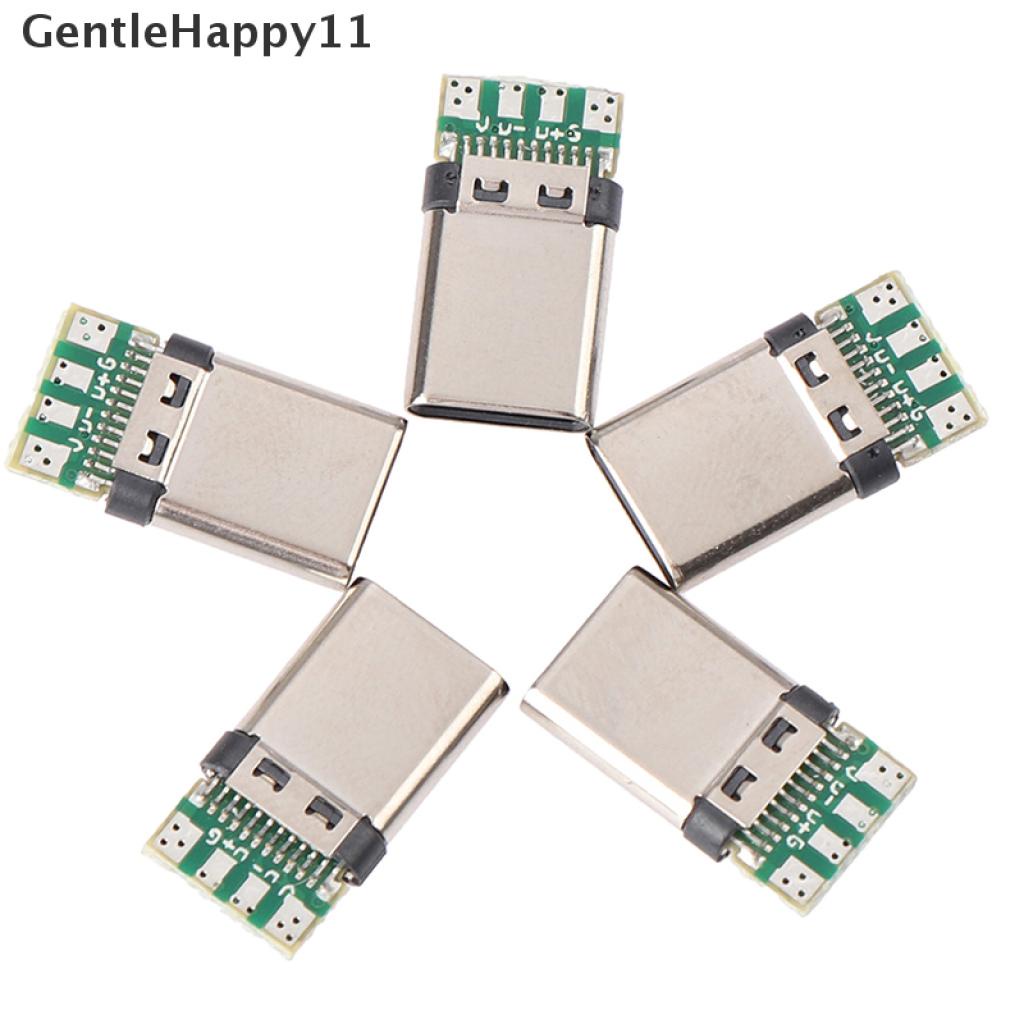 Gentlehappy 5Pcs Soket Konektor Plug Solder USB 3.1 Tipe C Male DIY Untuk PC Board