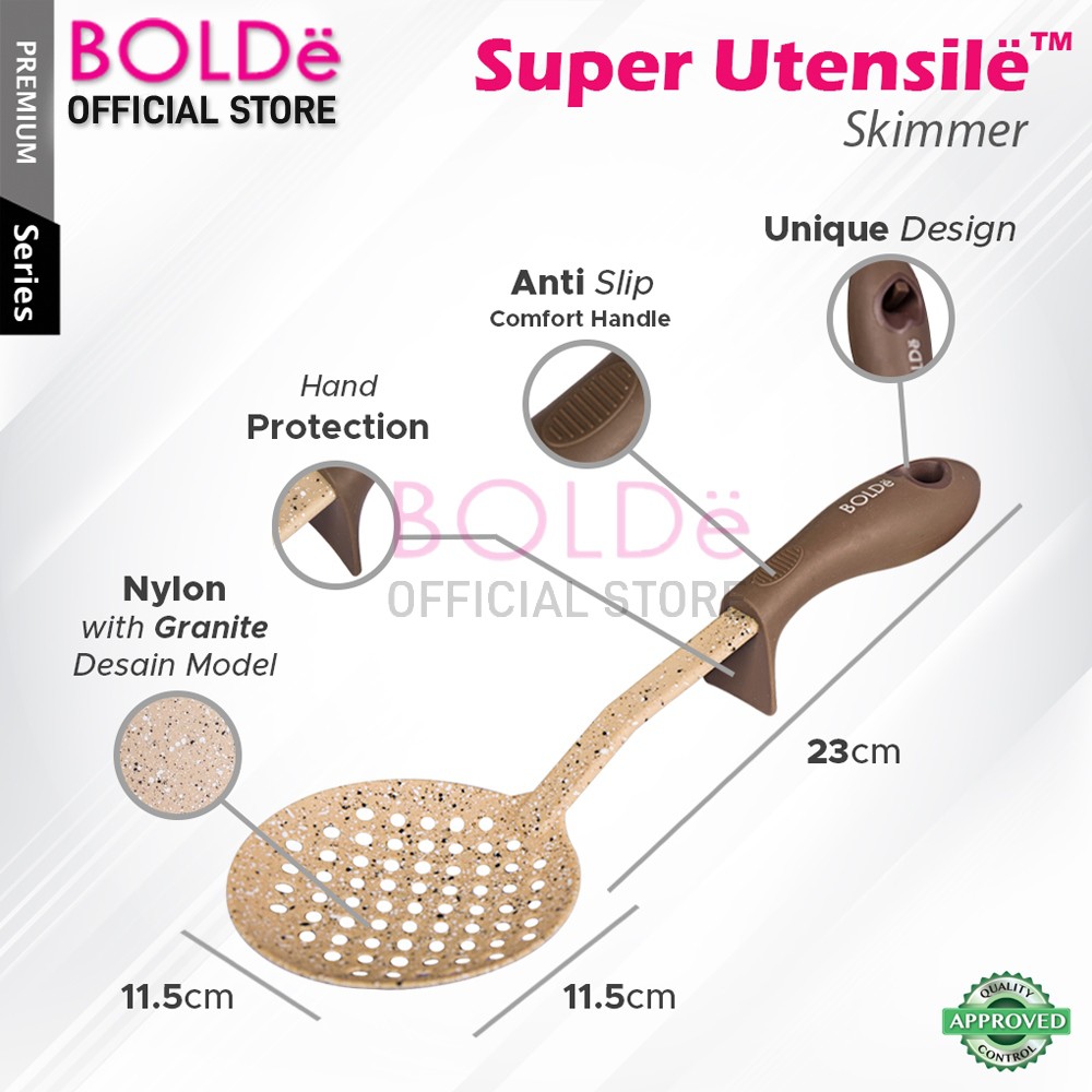 Super UTENSILE Granite Series SKIMMER Spatula Bundar Lubang Beige Original BOLDe