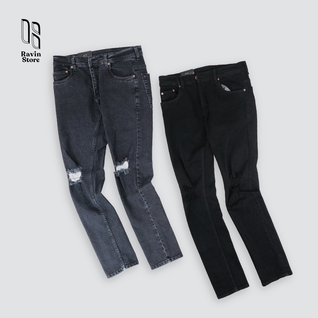 celana jeans panjang sobek lutut/distro