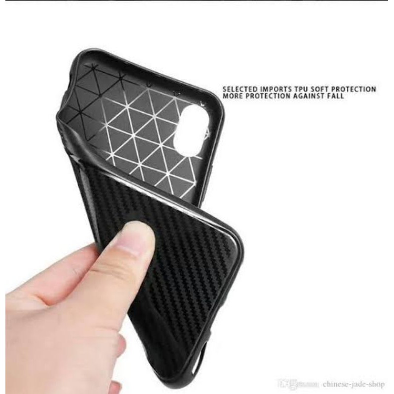 Premium Case Vivo Y12/Y15/Y17/Y91/Y91c/Y19/Y12s Fiber Carbon Black Series