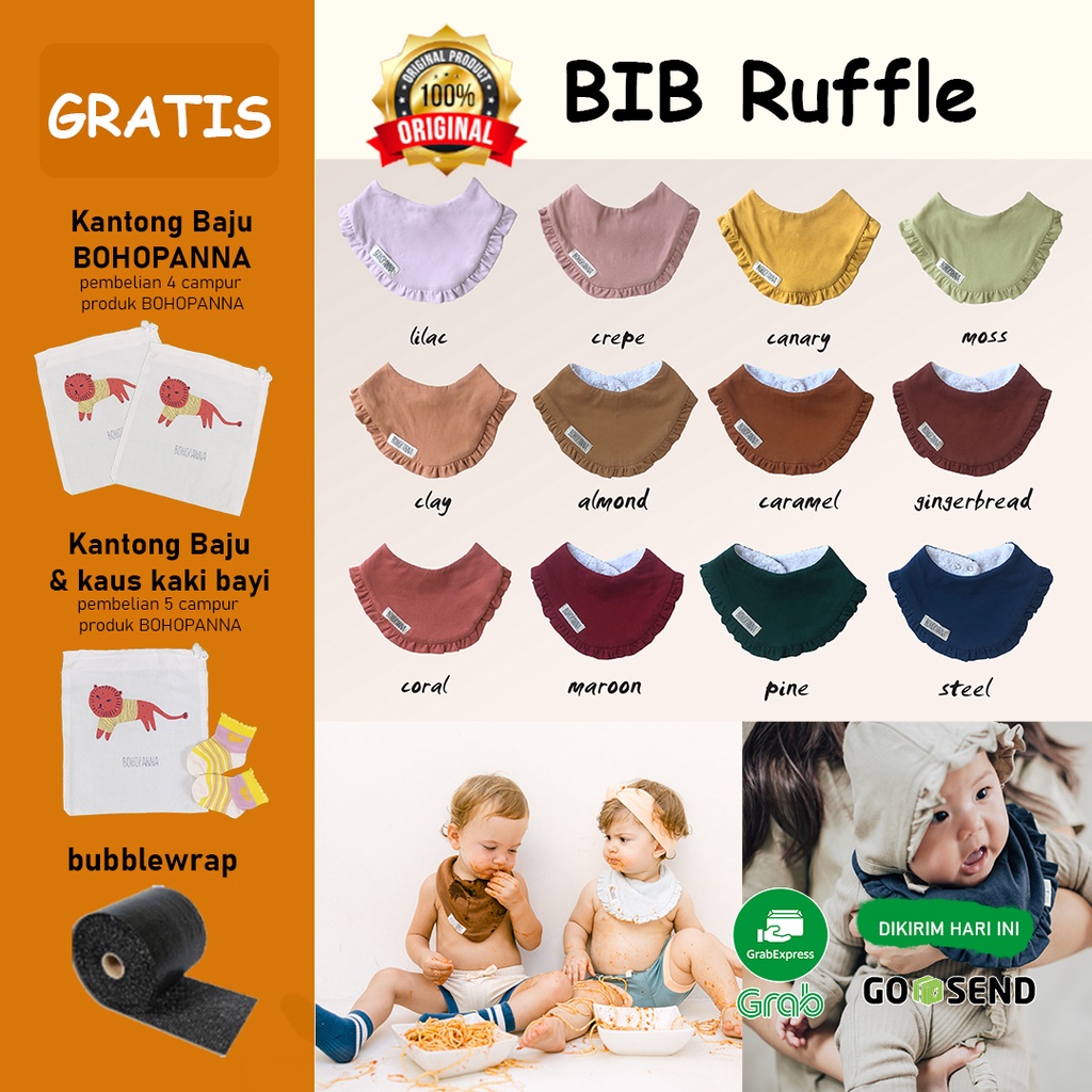 BohoPanna Bib Ruffle Slaber Celemek MPASI Bayi Anak Slabber