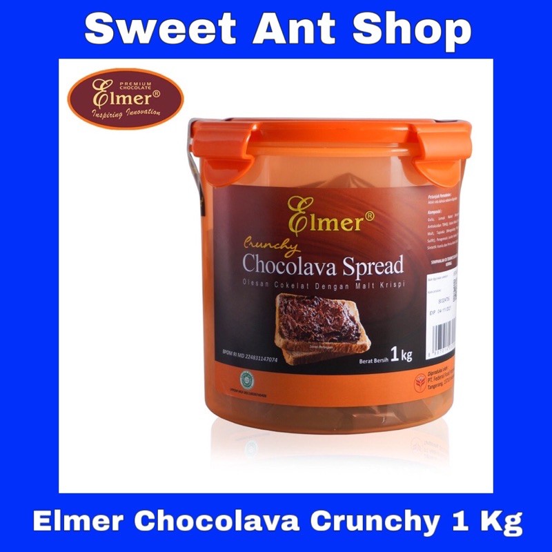 selai cokelat Elmer Spread Chocolava Crunchy 1 Kg choco renyah isian roti bolu topping halal