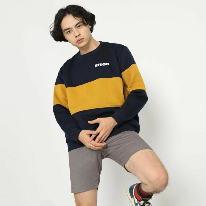 SWEATER CREWNECK ERIGO COMBINASI / CREWNECK ERIGO / SWEATER COWO / SWEATER OBLONG PRIA / SWEATER PRIA / JAKET SWEATER CREWNECK ERIGO / PAKAIAN PRIA / BAHAN FLEECE