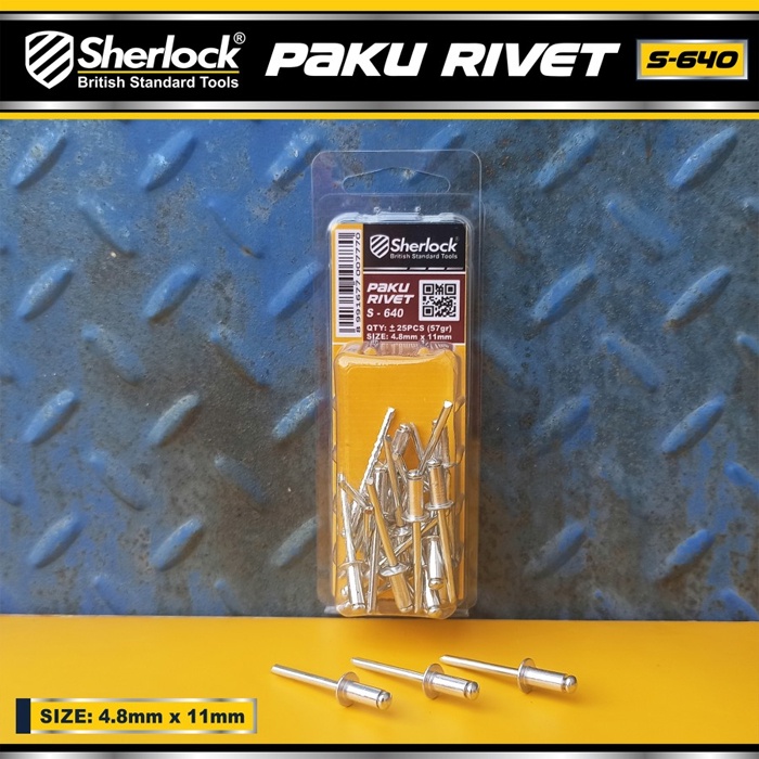 Paku Rivet Sherlock S - 640 size 4.8 mm x 11 mm ( isi +/- 25 pcs )