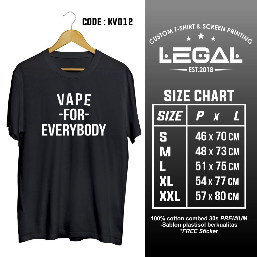 Kaos Vapers | 100% COTTON COMBED PREMIUM | Sablon Plastisol  Berkualitas