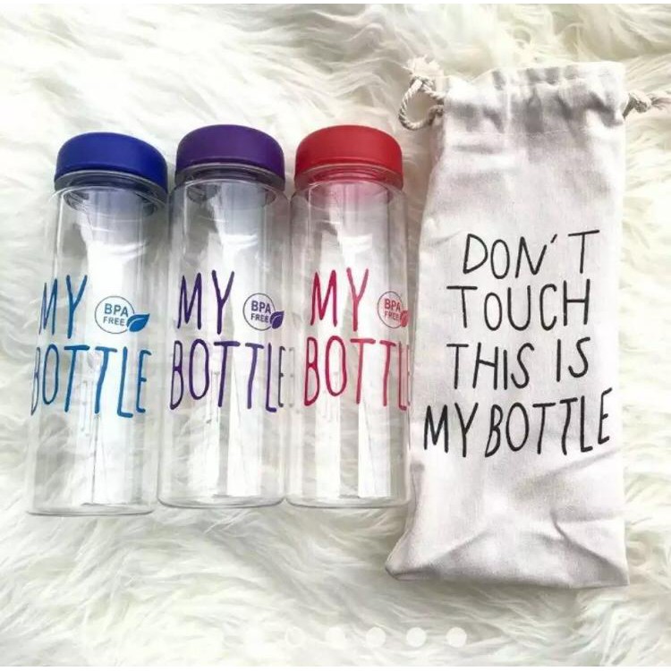 [MB01] My Bottle Bening Botol Air Minum Simple Praktis Unik BPA Free + Sarung Pouch Random Color